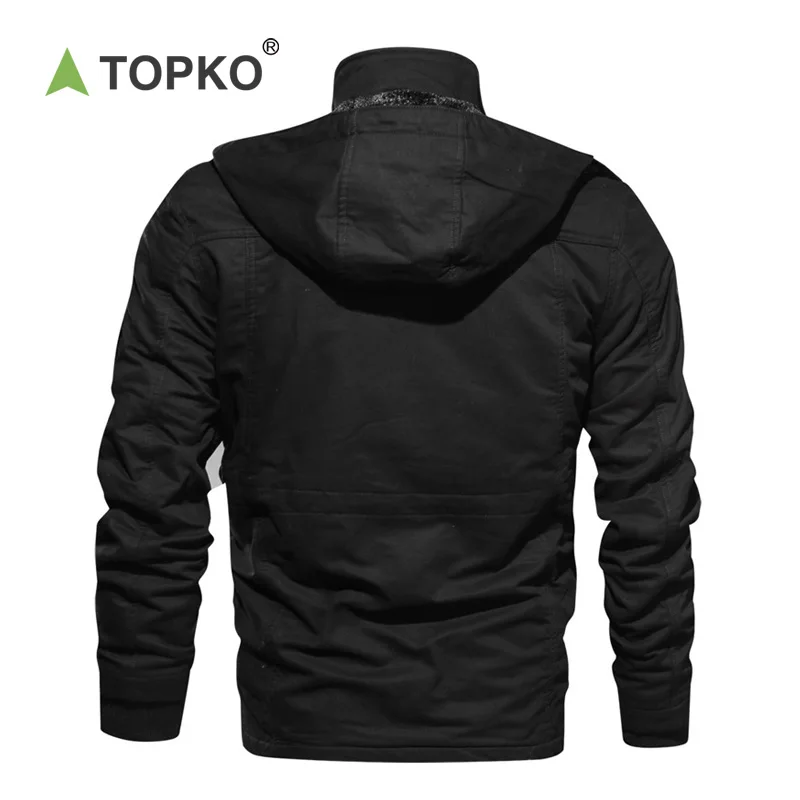 TOPKO High Quality Factory Wholesale Men Winter Padded Jacket Plus Size Velvet Fleece Fur Outdoor Clothing