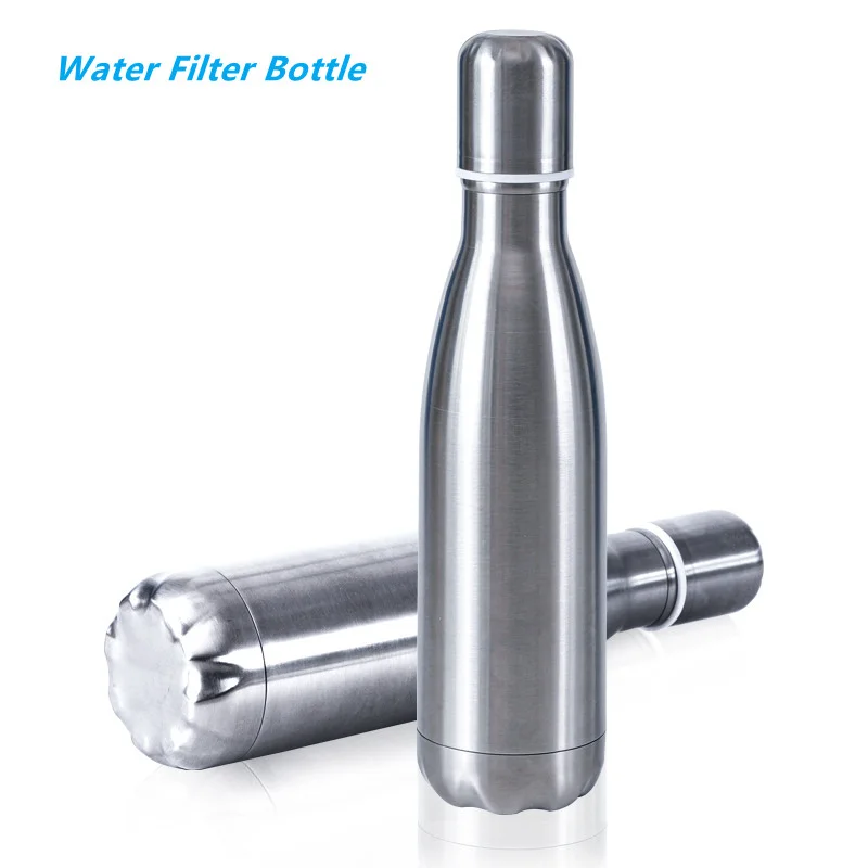 Factory Supply Alkaline Water Filter Bottle Purifier Stainless Steel Filter Water Bottle With Straw