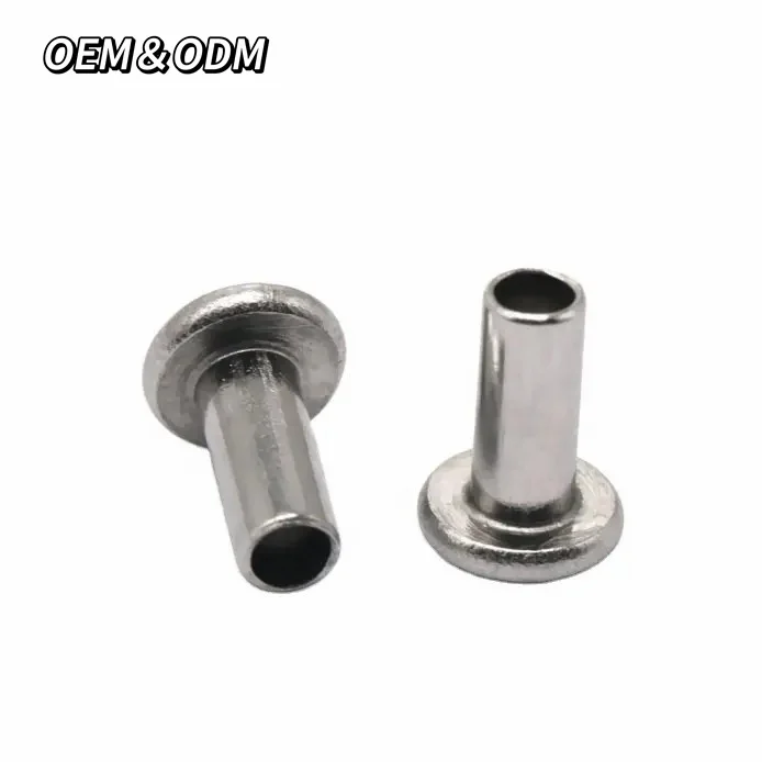 304 Stainless Steel Leather Rivet Semi Tubular Round Head Hollow Rivet Custom Tubular Rivets