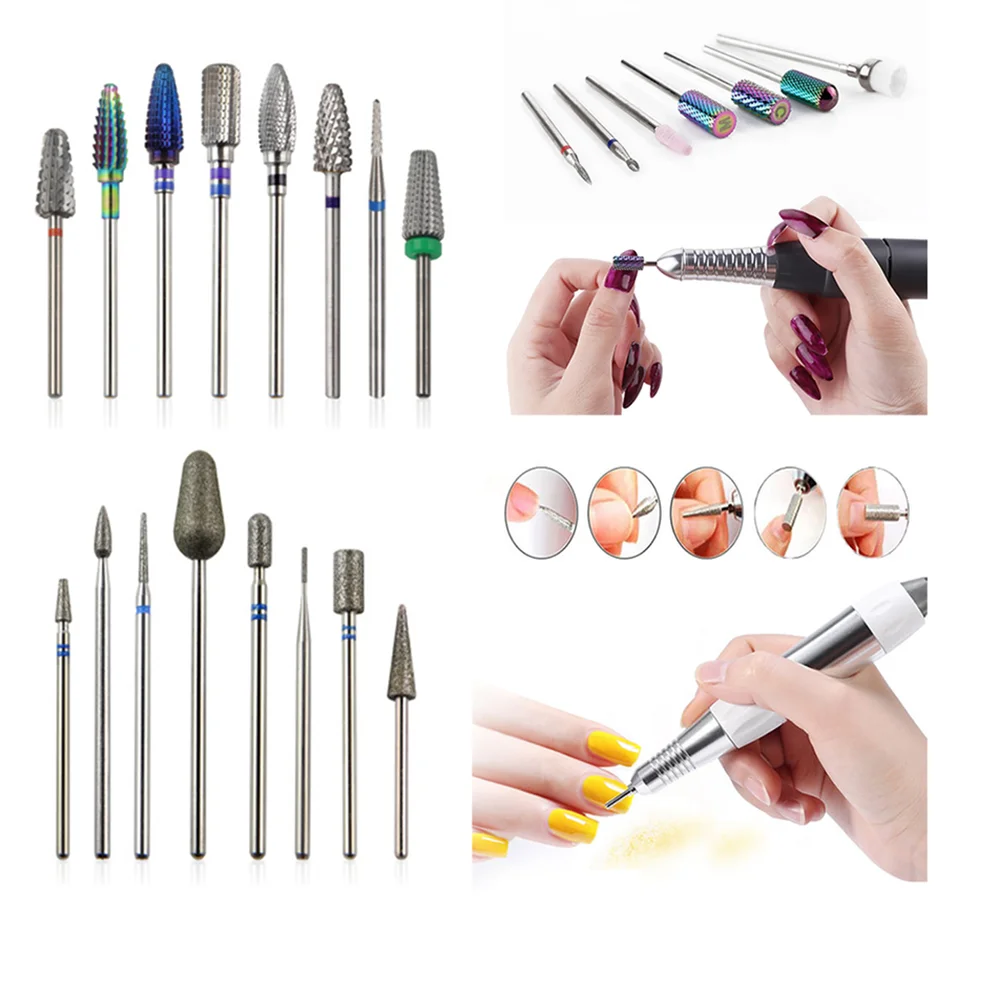 Cuticle Small Tornado Ceramics Barrel Diamond Tungsten Set 3/32 5 In 1 Nail Drill Bits