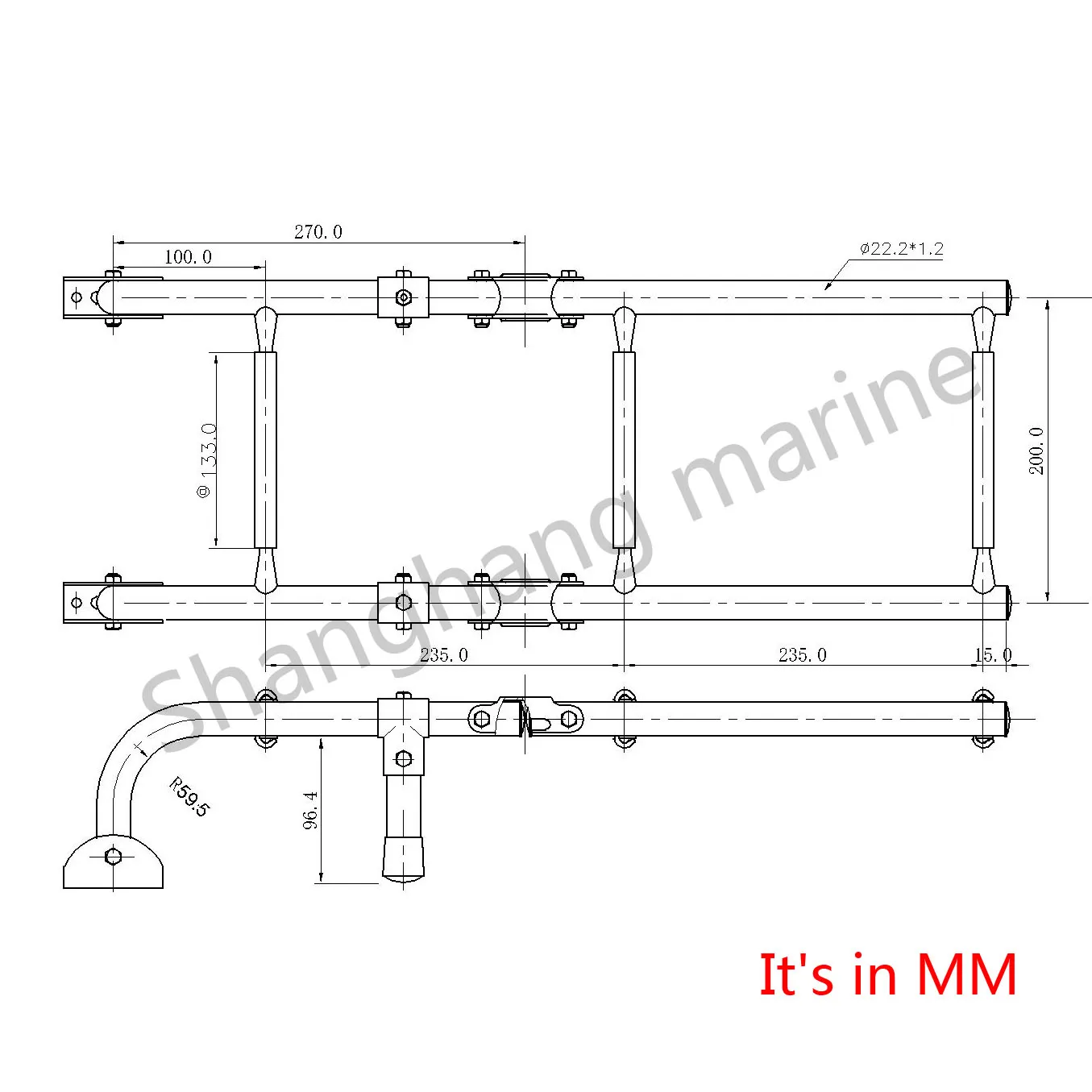 High Quality Stainless Steel Handrail Bracket 2+1 Marine Equipment Accessory Step Folding Boat Ladder