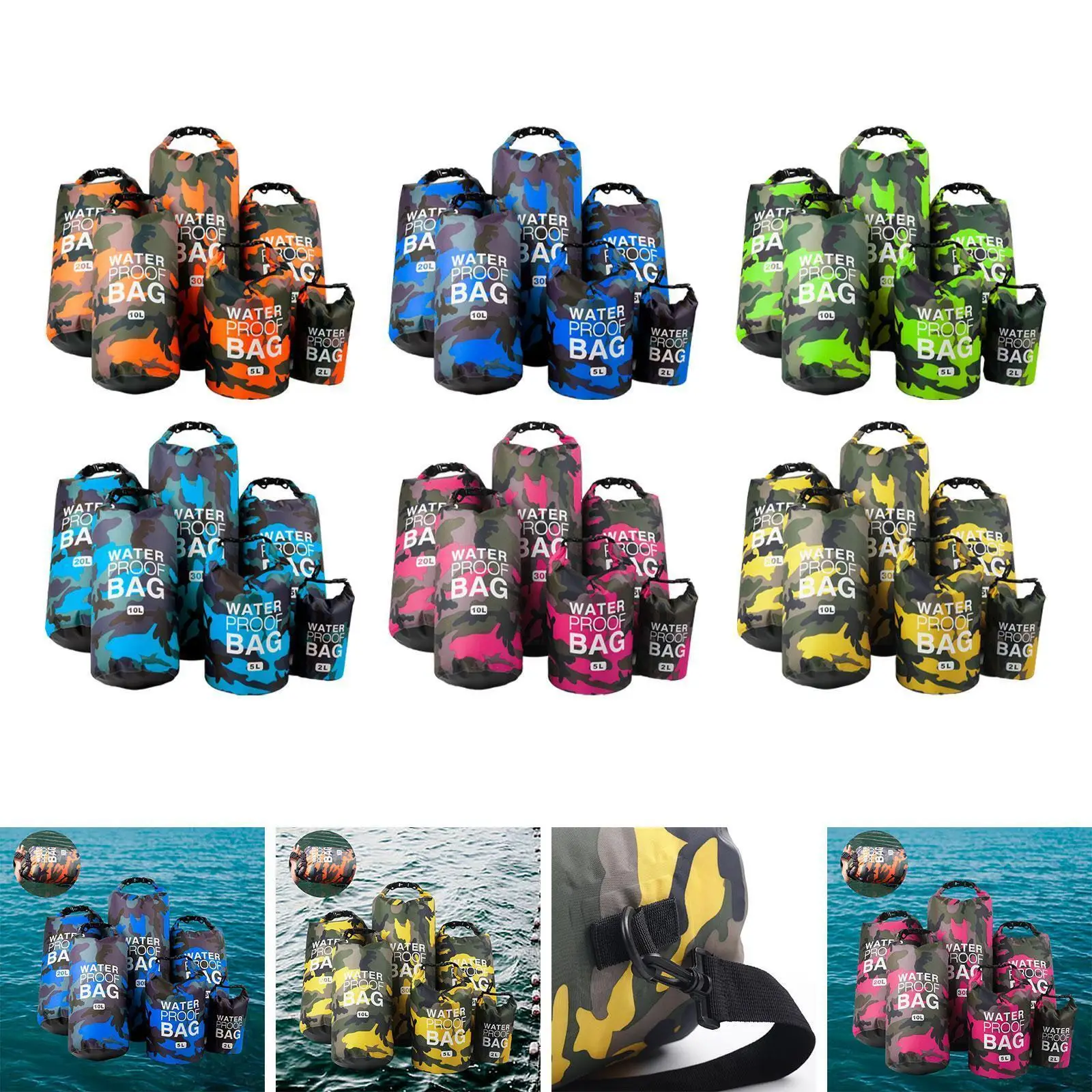 2L Mini Camo Dry Sack Promote Low Price Products Waterproof Polyester  Sack Keeps Gear Dry for Kayaking Beach Rafting Boating