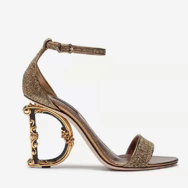 New Design Trendy Ankle Strap Sandals Summer Chunky Heels Peep-toe High Heels