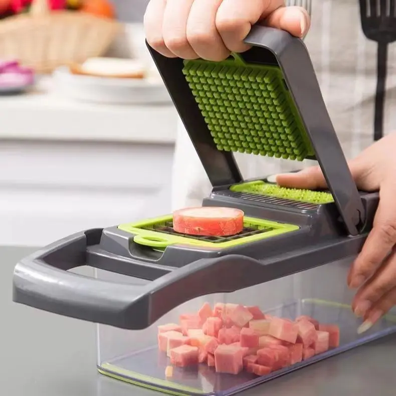 14 in 1 Multifunctional Food Chopper Kitchen Vegetable Slicer Dicer Cutter Veggie Chopper 8 Blades Carrot Chopper With Container
