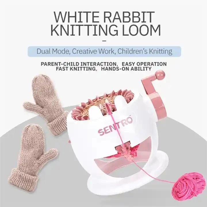 Educational Pretend Play DIY Hand Crank Scarf Sock 22 Needles Wool Loom Christmas Knitting Machine Toy For Kids