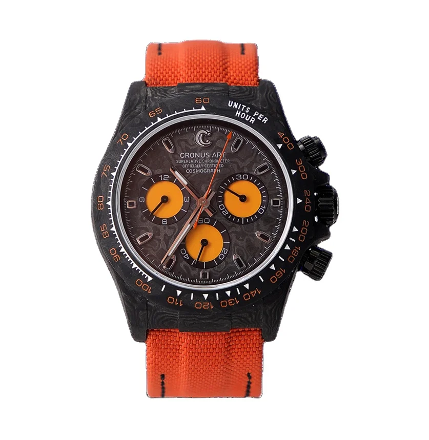 Fast delivery orange 40mm carbon fiber  Exquisite relojes para hombre mechanical watches