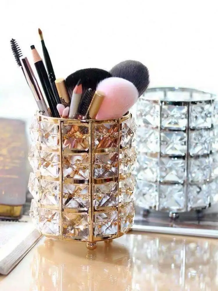 Fashion tools european silver diamond square crystal makeup brush holder