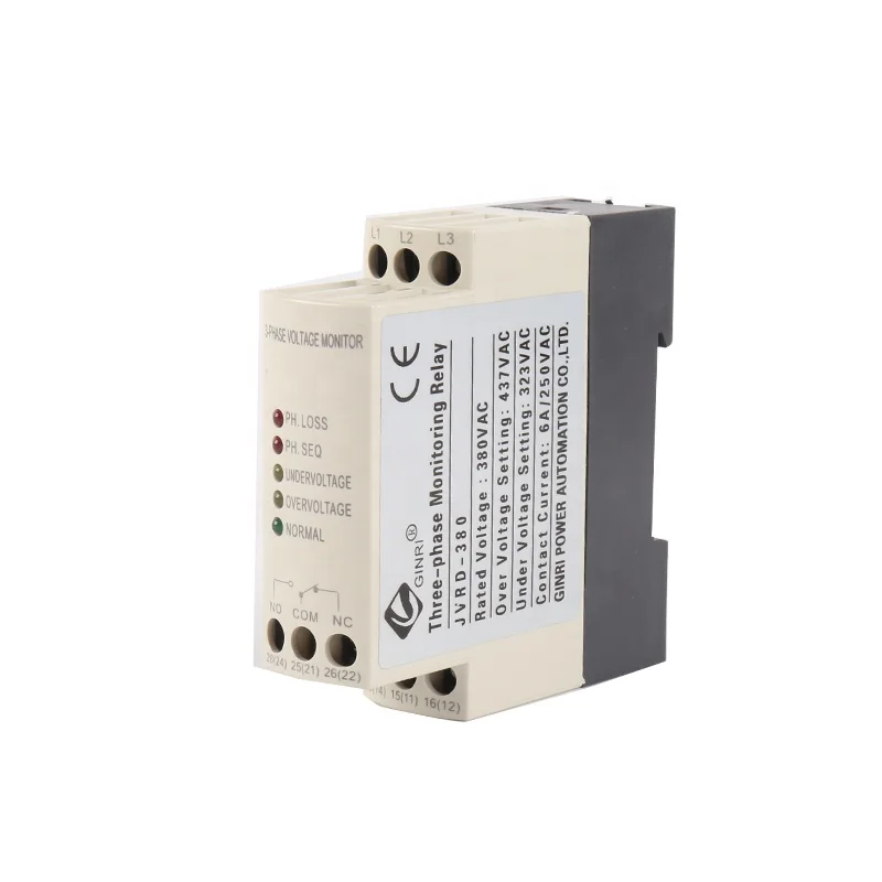 GINRI JVRD  220V 380V 400V 440V 460V three Phase  sequence  failure DC voltage monitoring relay