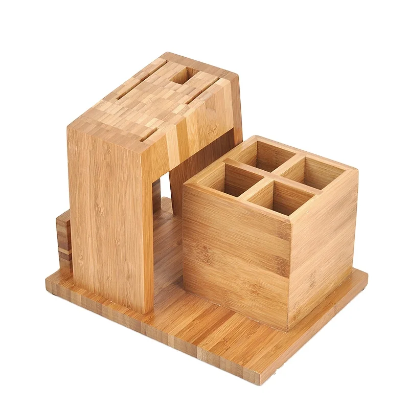 Hot sale kitchen knife holder storage box bamboo cutting board 3pcs set