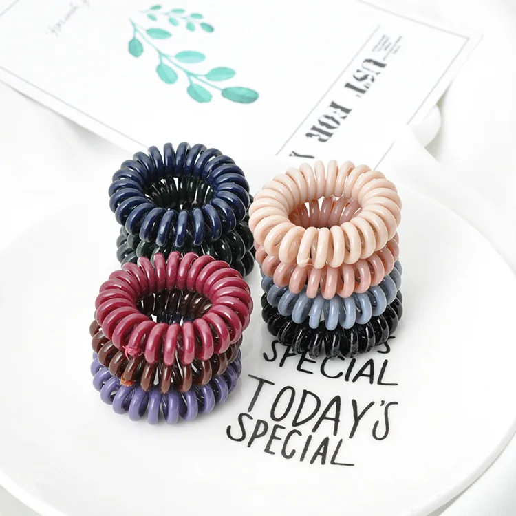 Hair Telephone Ring Factory Hair Tie Wholesale Plastic Wire Hair Ties Classical Black Telephone
