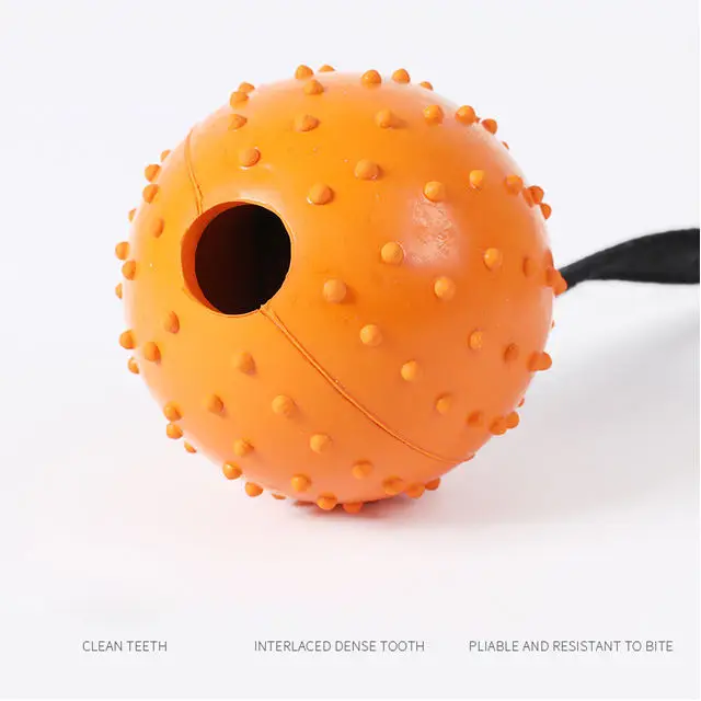 Pet Toys Rubber Prickly Ball with Rope Bite-resistant Interactive Toy Pet Reward Fetch Play K9 Training Tug of War