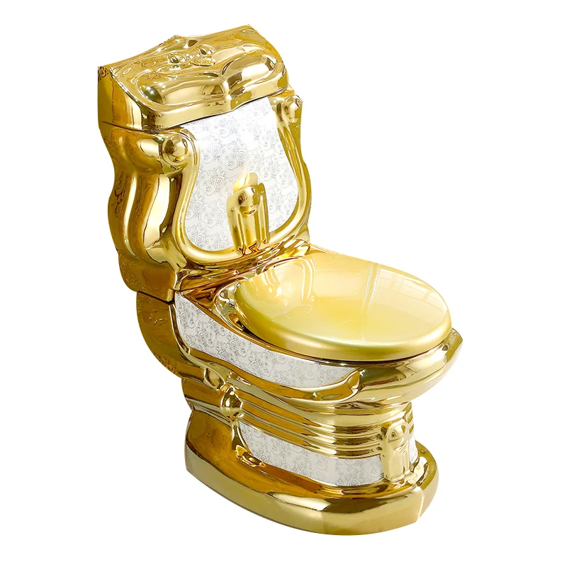 European luxury vintage golden color bathroom sanitary ware wc ceramic dubai gold toilet bowl and wash basin sinks two piece set