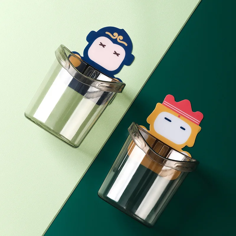 Punch-free rack wall-mounted cartoon toothbrush cup can be drained storage cup bathroom toothbrush toothpaste storage rack