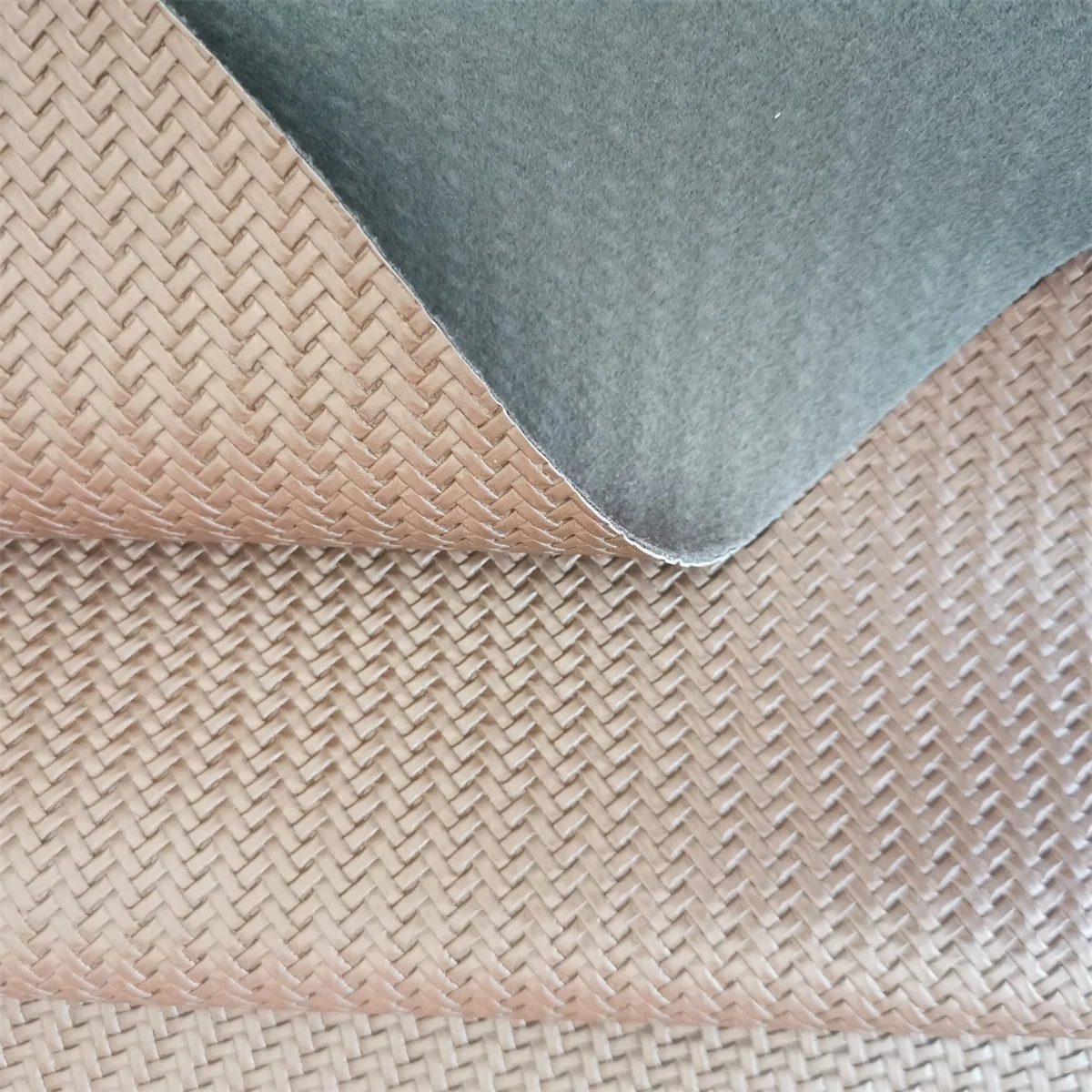 Synthetic Pu Leather weave pattern PU Waterproof and durable use for bag belt seat