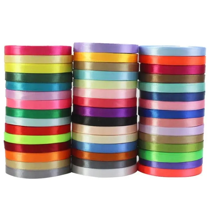 Оптовая продажа с завода, 1 см ширина, 100% полиэфирная атласная лента