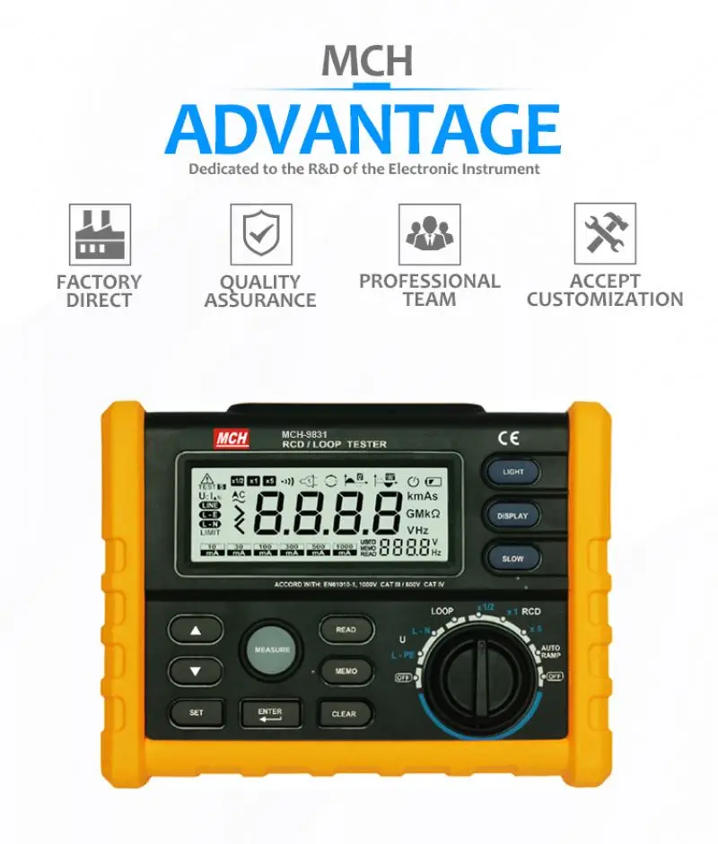 Hot Direct Selling Auto Power Off Display Back Light RCD LOOP Tester