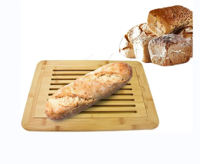 EU & US Solid Wood Large Solid wood Bread Cutting Board with Crumb Tray  best present Gift for housewarming