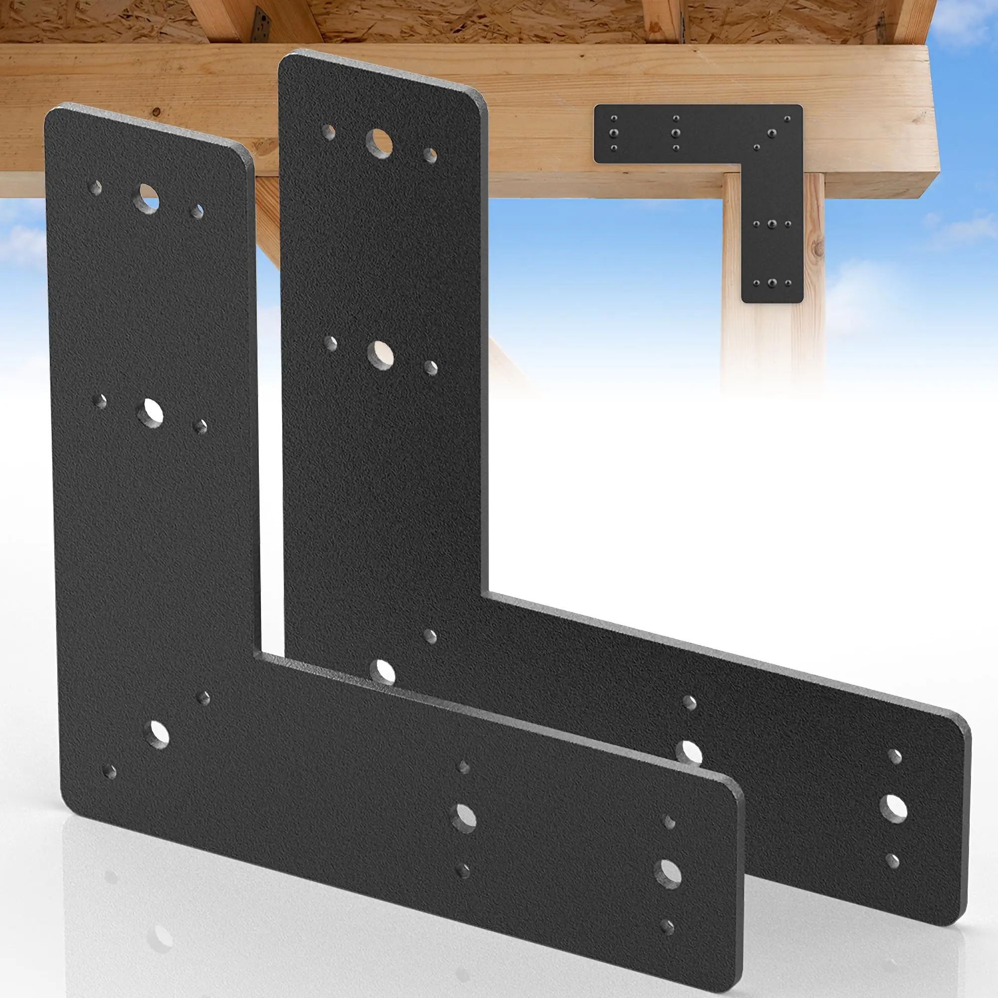 L Shape Flat Bracket High Quality Right Angle Steel Mending Plate Post to Beam Connectors for Repair Wooden House Mending Plate