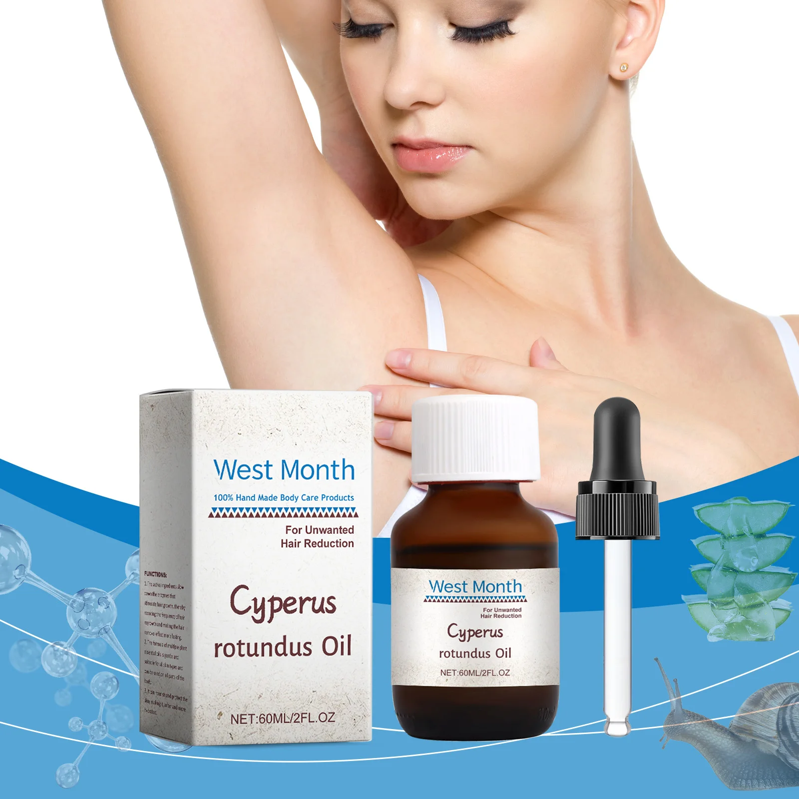 100% чистое масло Cyperus Rotundus естественное уменьшение роста волос на теле для женщин и мужчин 60 мл