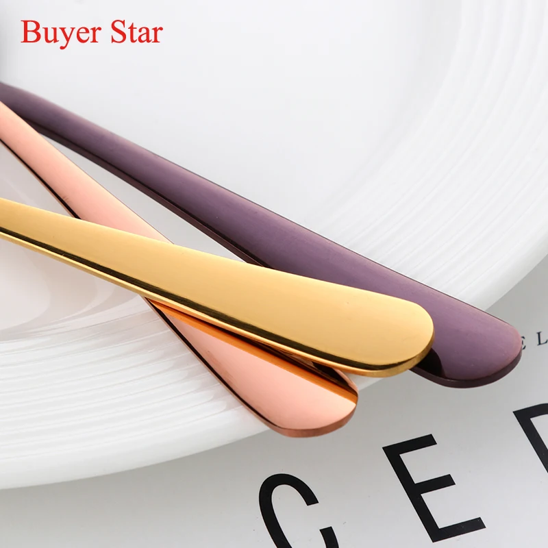 Customize logo 304 stainless steel multi-colors tea coffee spoon