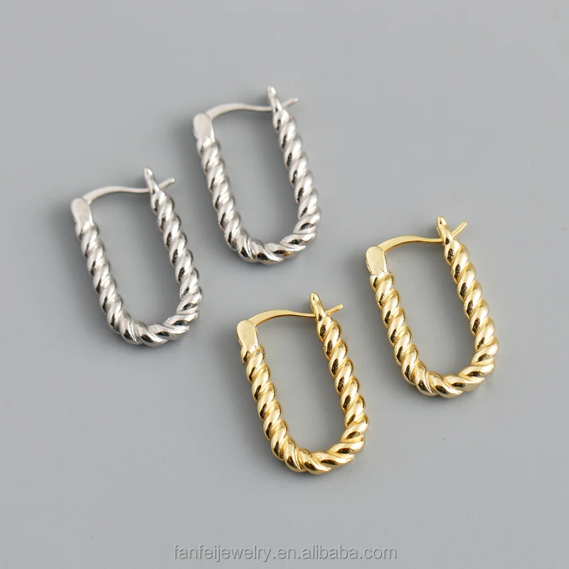 925 Sterling Silver Minimalist Twist Hoop Earrings For Women Charms Party Ethnic Rock Fine Jewelry Gift Accessories