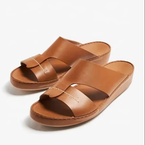 BUSY GIRL D06 men arabic sandals handmade top quality genuine leather burgundy exotic real leather men sandal casual daily shoes