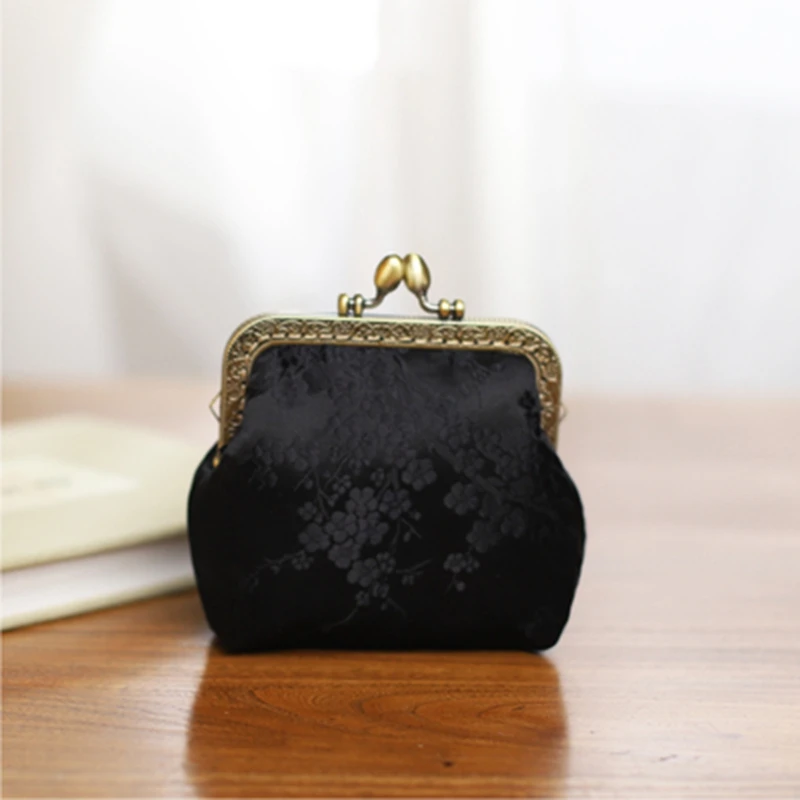 Flower Embroidered Gift Pouch Silk Coin Purse for Women