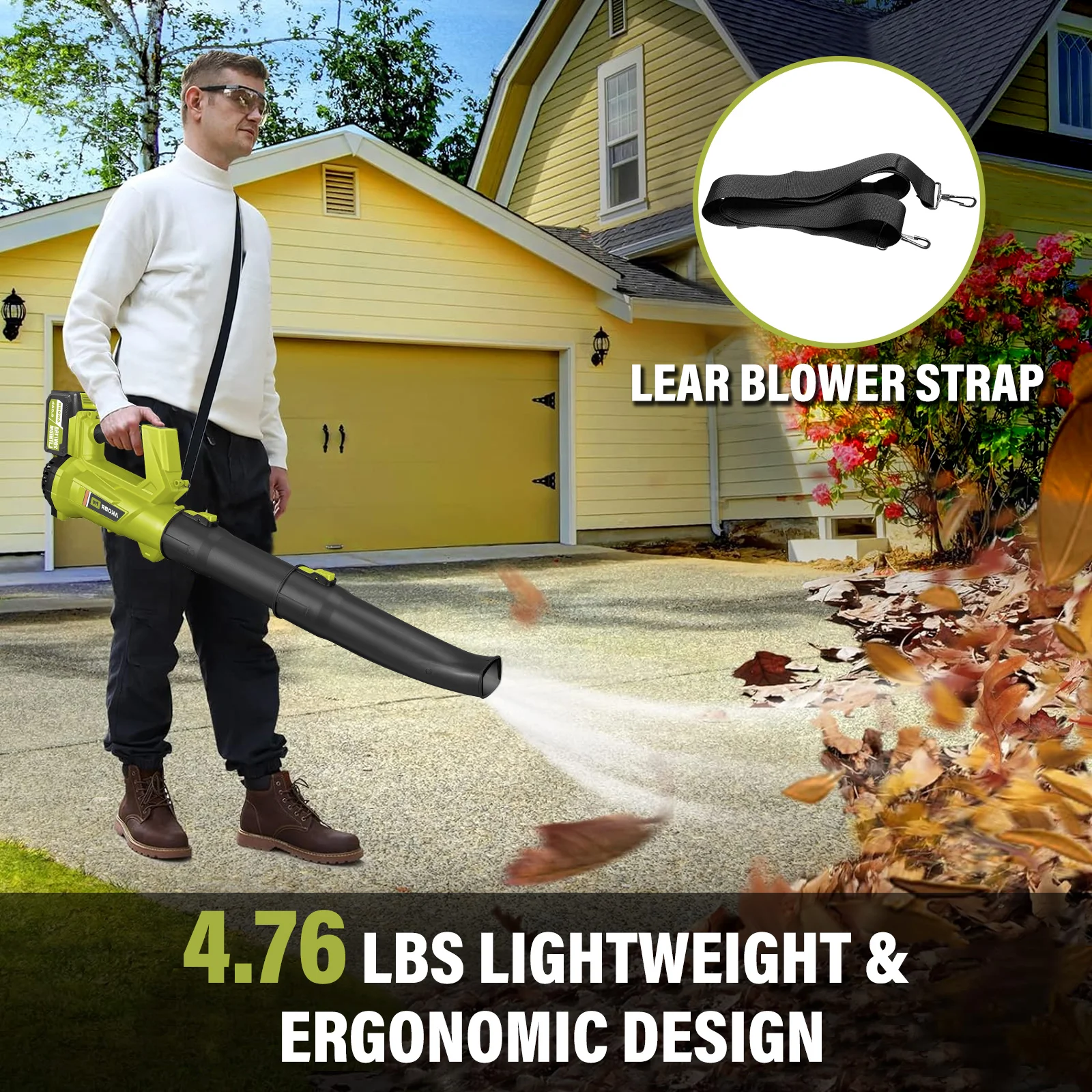 20V Powerful Electric Cordless Air Blower Battery Powered Leaf & Snow Blower for DIY & Industrial Use