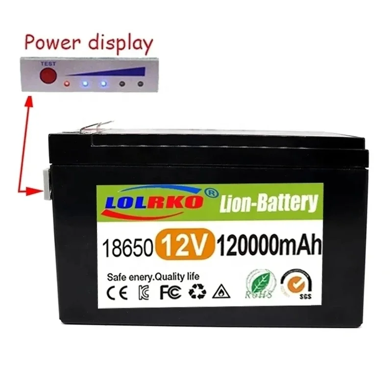 NEW Sprayers 12V 120Ah Built-In High Current 30A BMS 18650 Lithium Battery Pack For Electric Vehicle Batterie 12.6V Charger