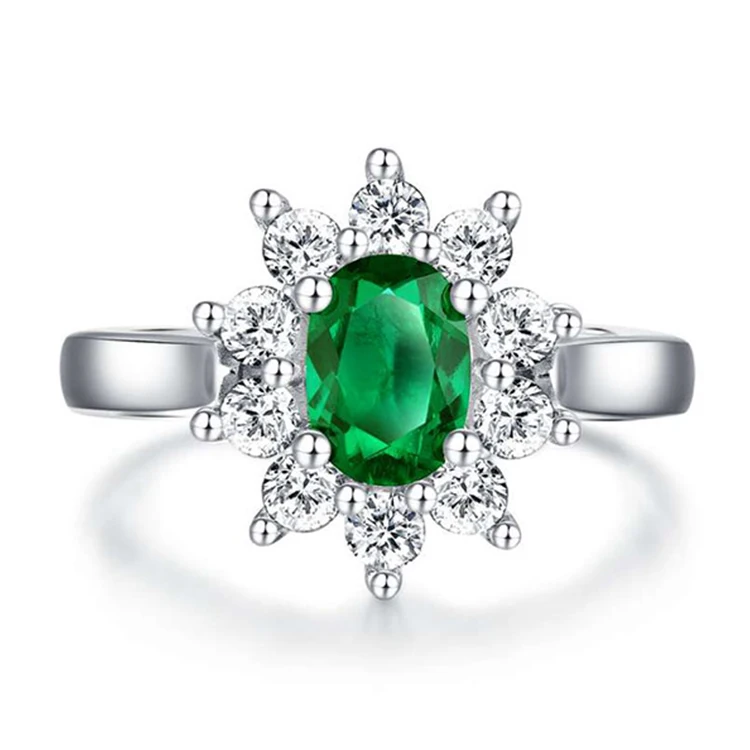 2021 Latest Silver 925 1Ct Moissanite Ring Emerald Cut 3 Peace Green Real Diamond Ring Wedding Rings Women