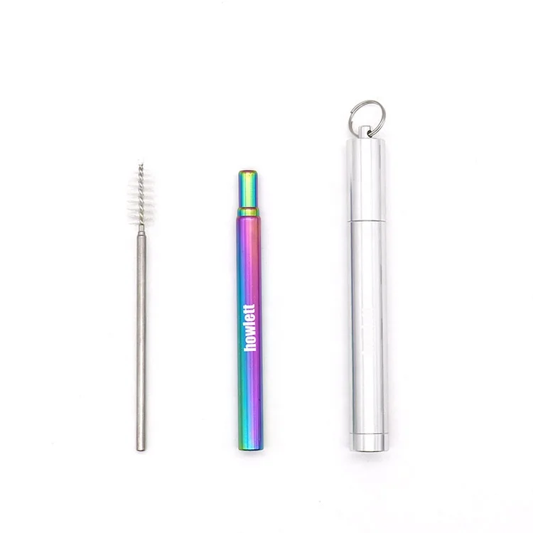 
ECO straw stainless steel metal telescopic collapsible straw with aluminum case 