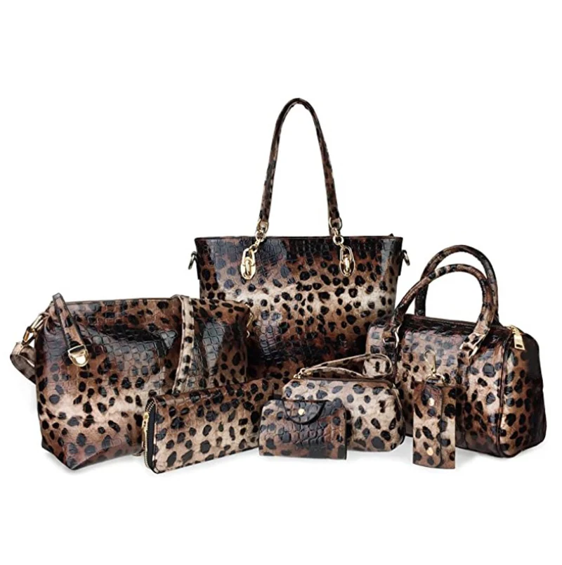 
China suppliers women bags set Snake Pattern 7 Pieces tote bag purses women handbags set 