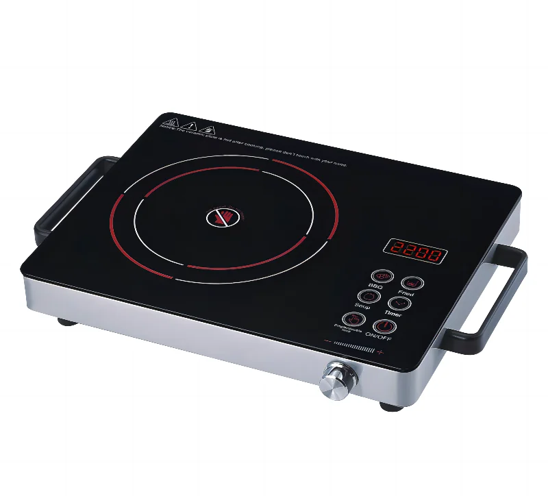 High quality 220V polished glass double ring touch control 2200W infrared ceramic electric stove induction stove