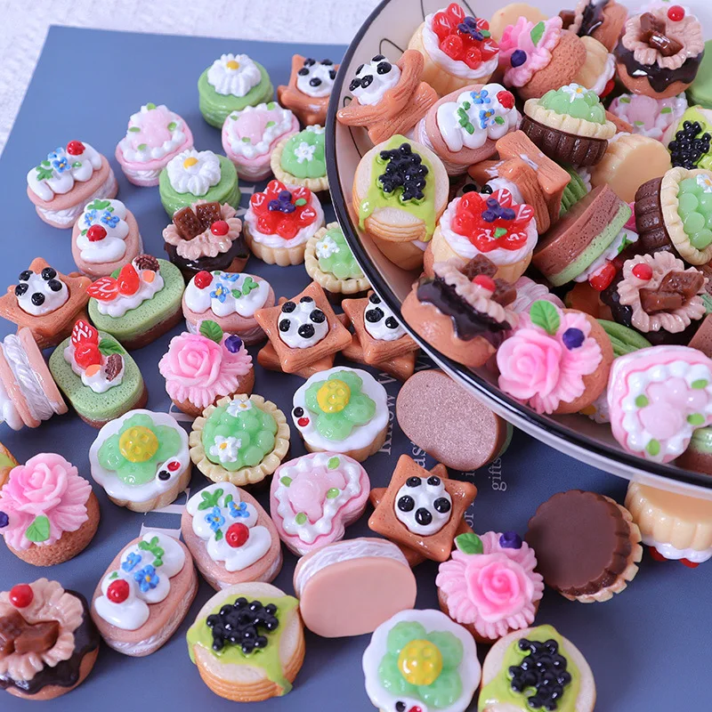 Miniature simulation food play rose fruit cake dessert cream glue diy jewelry resin refrigerator sticker toys blind bags