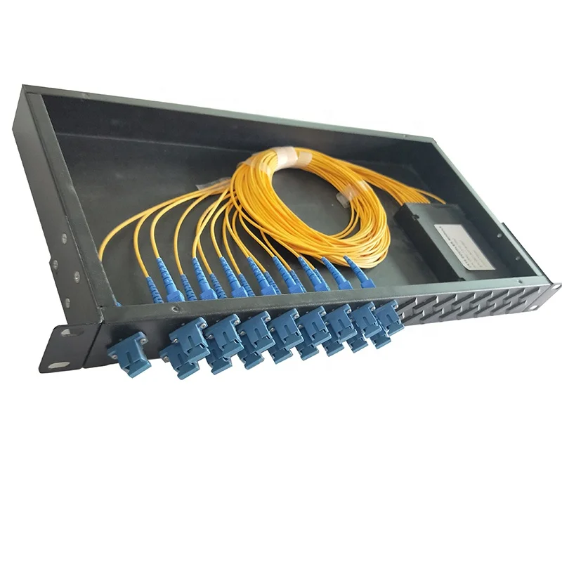 PLC splitter Chassis module SM1*2/1*4/1*8/1*16/1*32/1*64 SC/PC with connector Splitter rack ODF