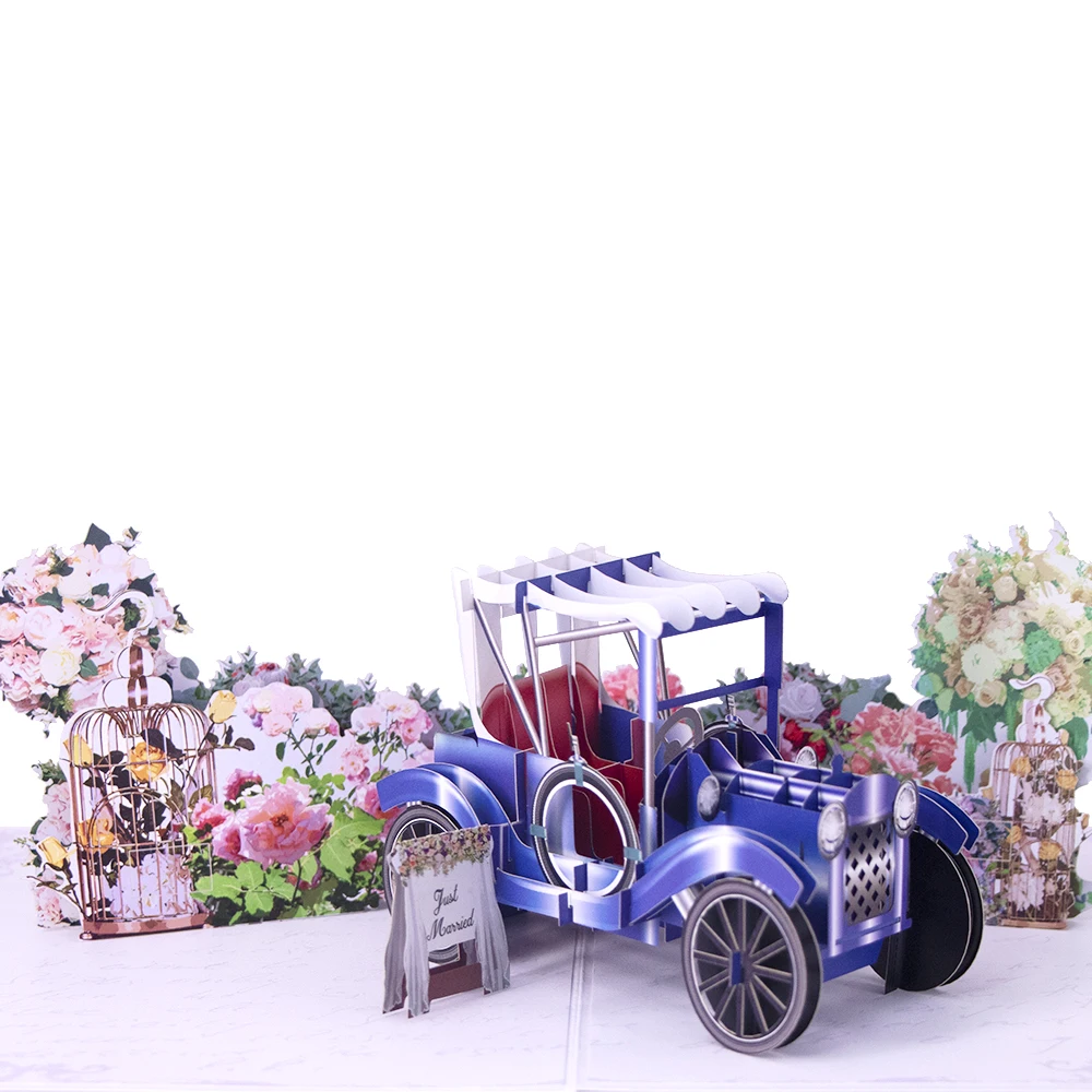 3d greeting pop up card wedding invitation wedding classic car model design customize
