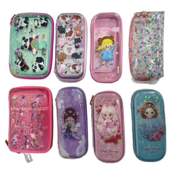 Children 3d Pen Case Stationery Student Pencil Case Transparent Popular PVC Plastic Opp Bag Hard Case School Plastic Envase