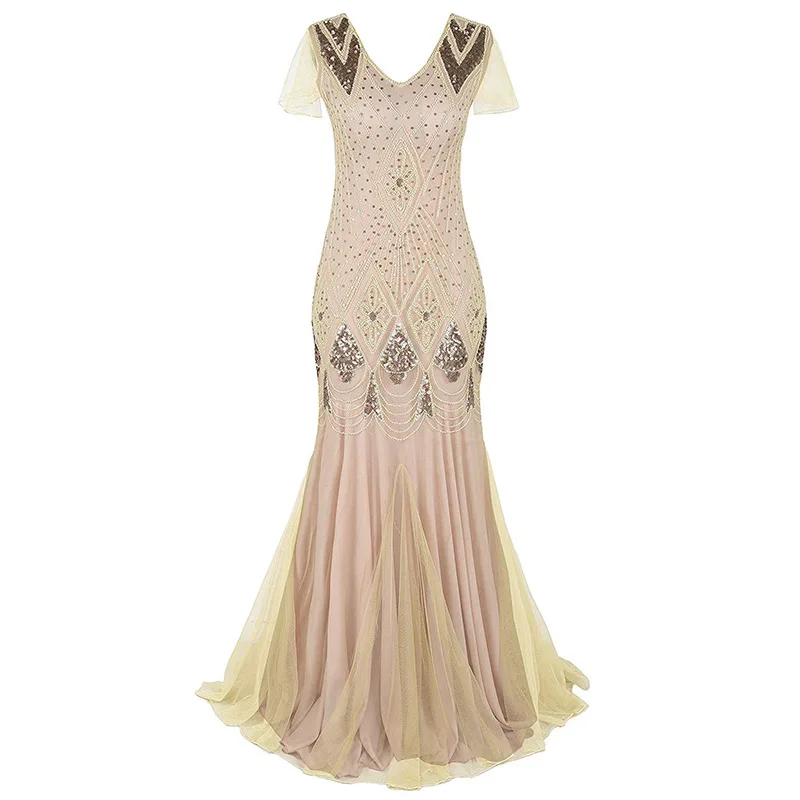 
Sequin dress retro dress plus size banquet wedding fashionable formal dress for woman 