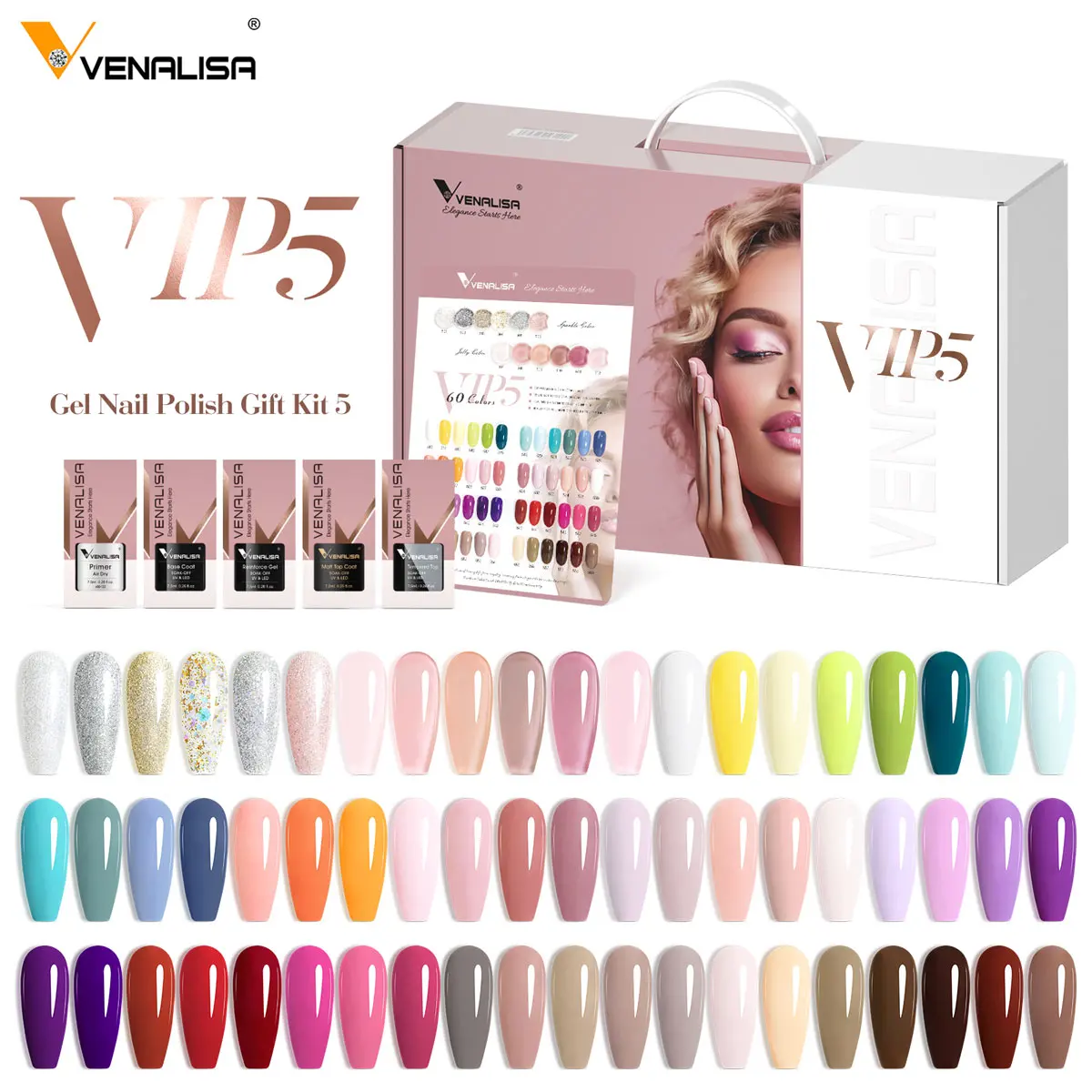 Venalisa VIP5 Hema Free Permanent Varnish 7.5ml 65pcs/set Long Lasting   Uv Gel Nail Kit Nail Manicure Salon DIY gei polish