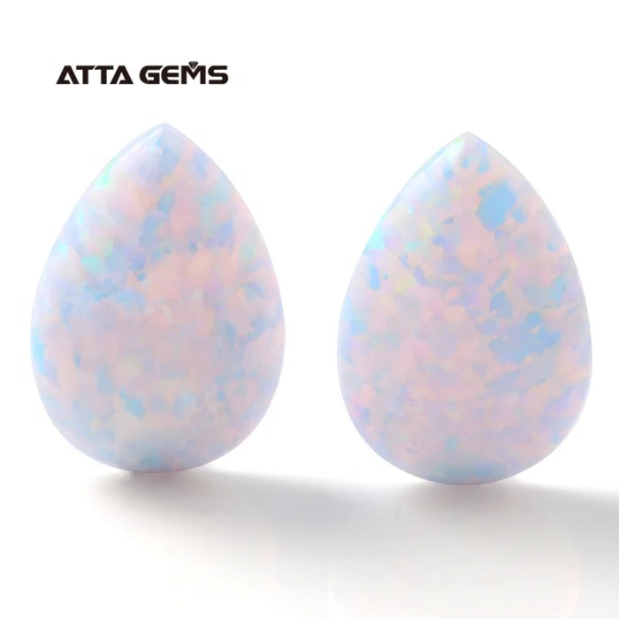 17B reddish white Created opal Pear cut 14x10mm synthetic opal stones lab created raw opal stone