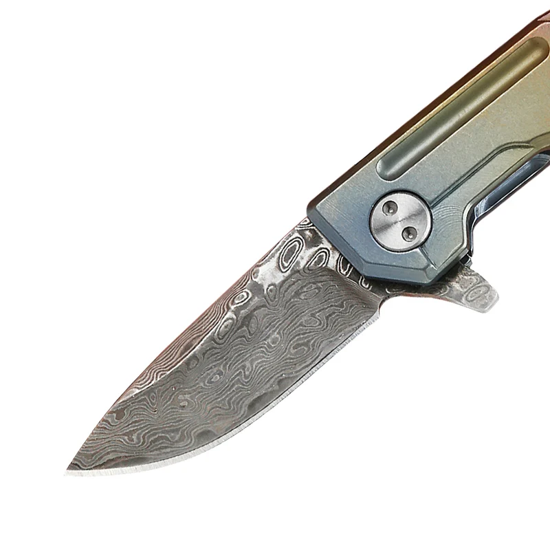  TL-J038 новые хорошие продажи для использования на открытом воздухе нож из дамасской стали складной Флиппер титановый карманный повседневного кемпинга охоты Пешие