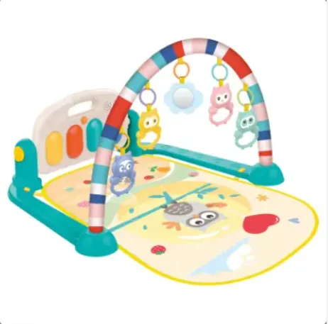 Baby Tummy Time Play Gym Mat Kick and Play Piano Fitness Rack Play Mat Gym for Baby with Music