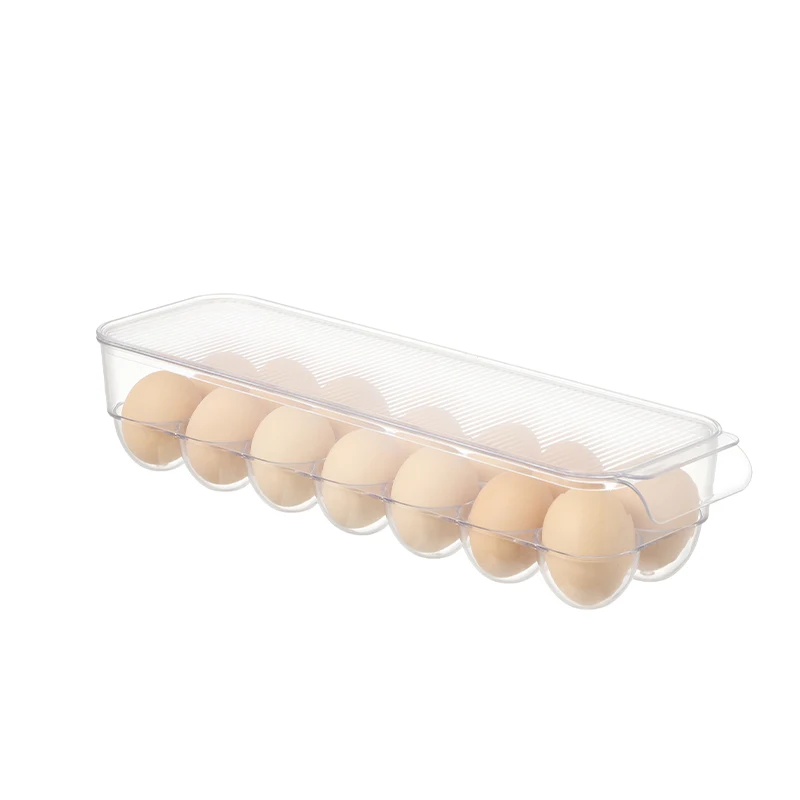 Transparent 14pcs Capacity Egg Storage Box Lid Protection Remaining Visible Refrigerator Organizer Bins