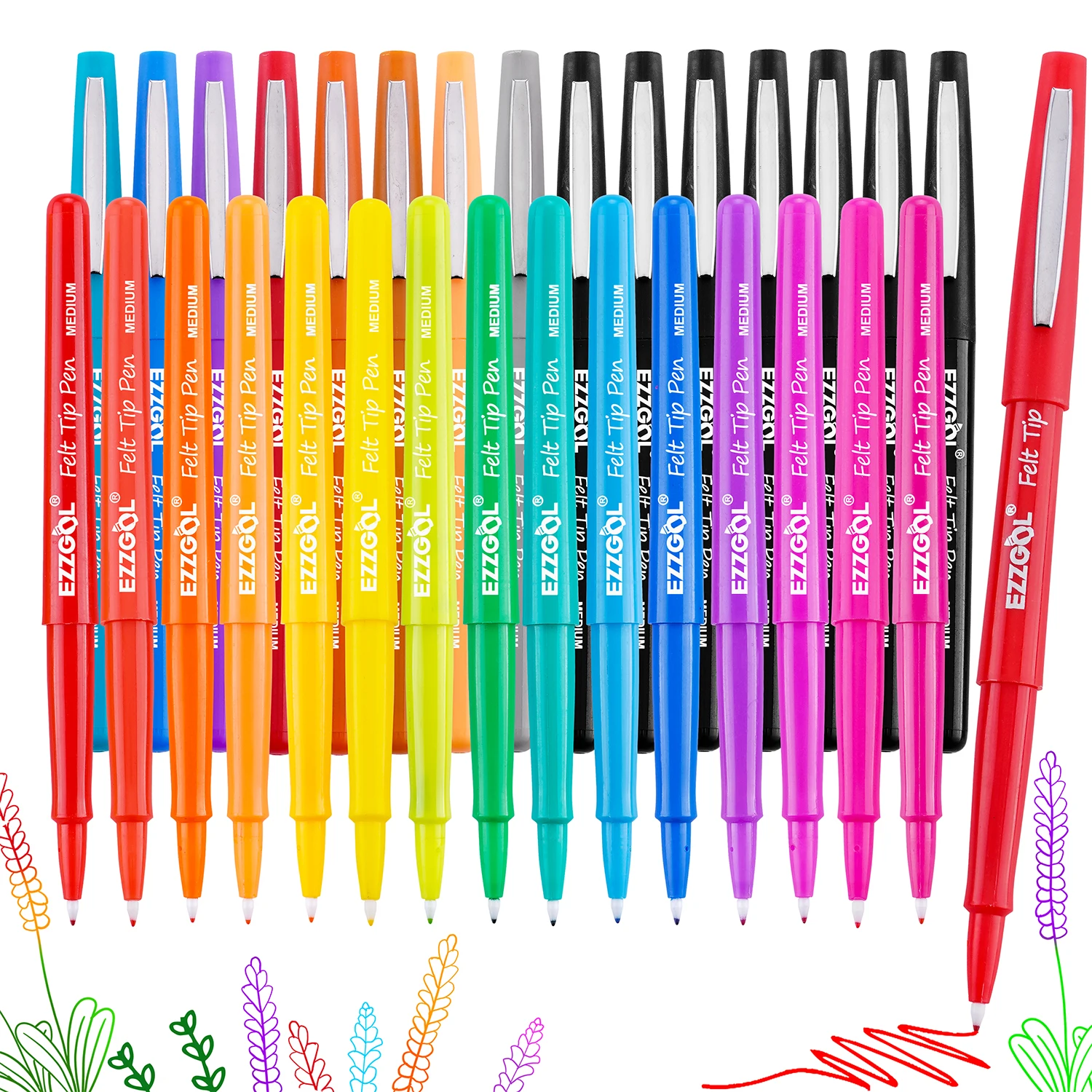 35 color Felt tip pen, 0.7 mm Premium Medium Fine Point Markers For Journal, Writing, Coloring, Note Taking, Drawing