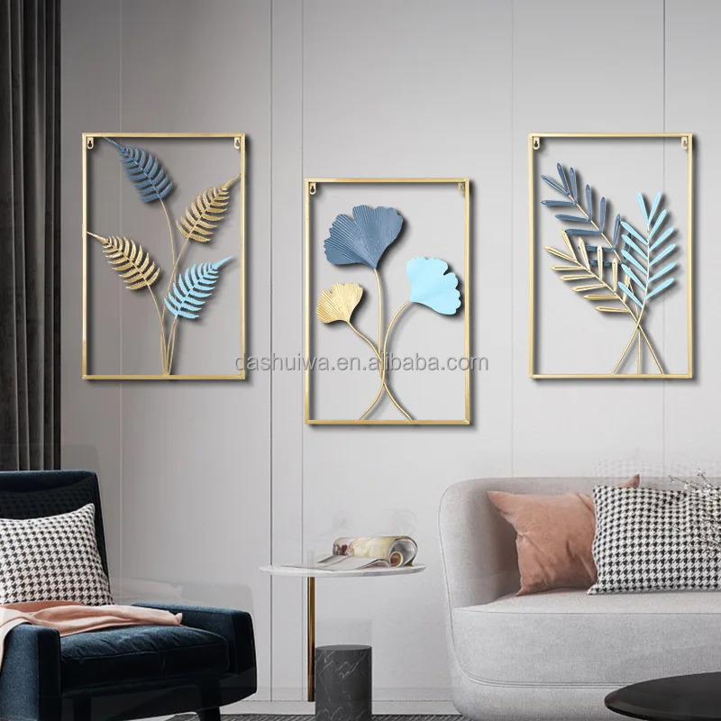 Colorful Leaves Iron Wall Modern Creative Living Room Sofa Background Wall Hanging Decorations Mosaic Wall Hanging Metal Crafts