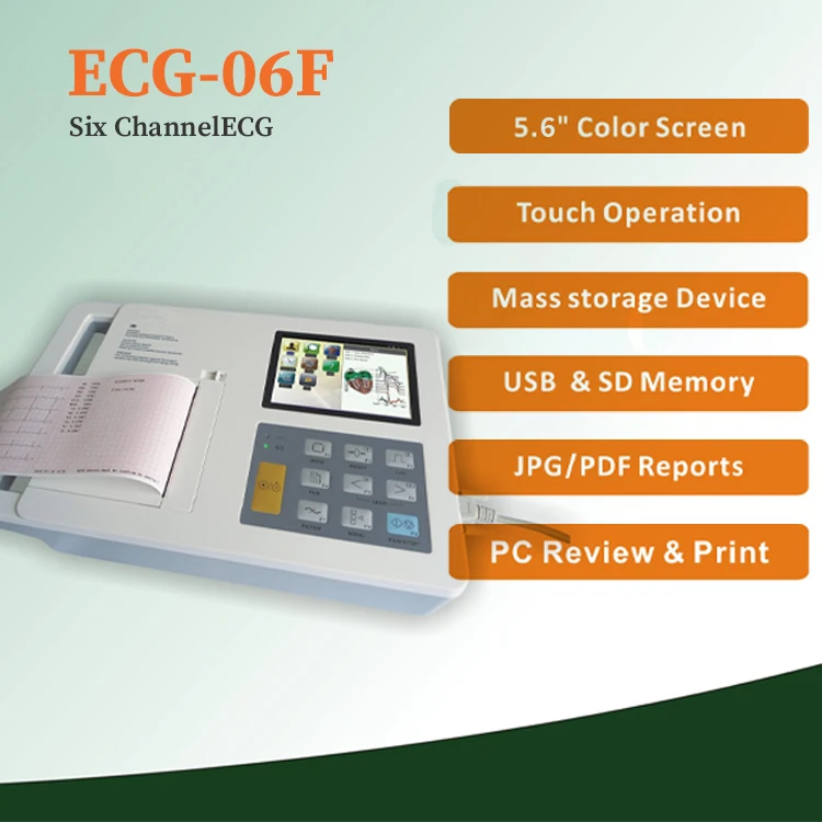Portable Digital Touch Screen 6 Channel 12 Leads Electrocardiogram ECG Machine