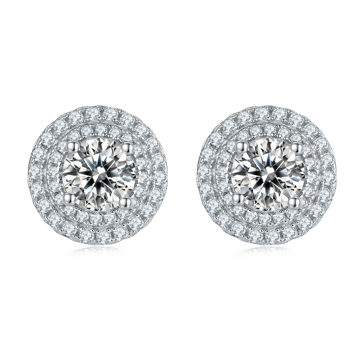 Lab created exquisite real moissanite earrings 5 mm round shape 925 sterling silver 0.5 ct x 2  moissanite earrings women luxury
