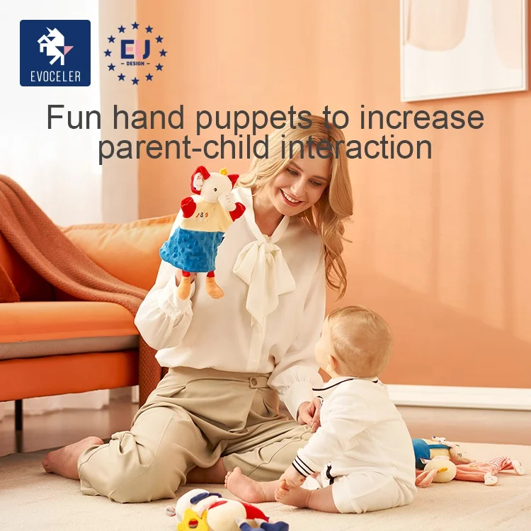 
EVOCELER Bite No Fluff Comforter Blankets Toys Cute Animal Toys With Teether Newborn Baby Teether Short Plush Toys 