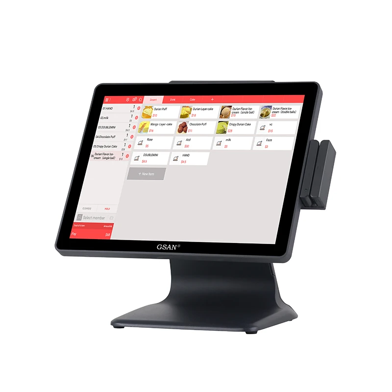 15.6/15 inch capacitive touch monitor screen pos terminal Dual screen fashion cashier system with 58mm printer