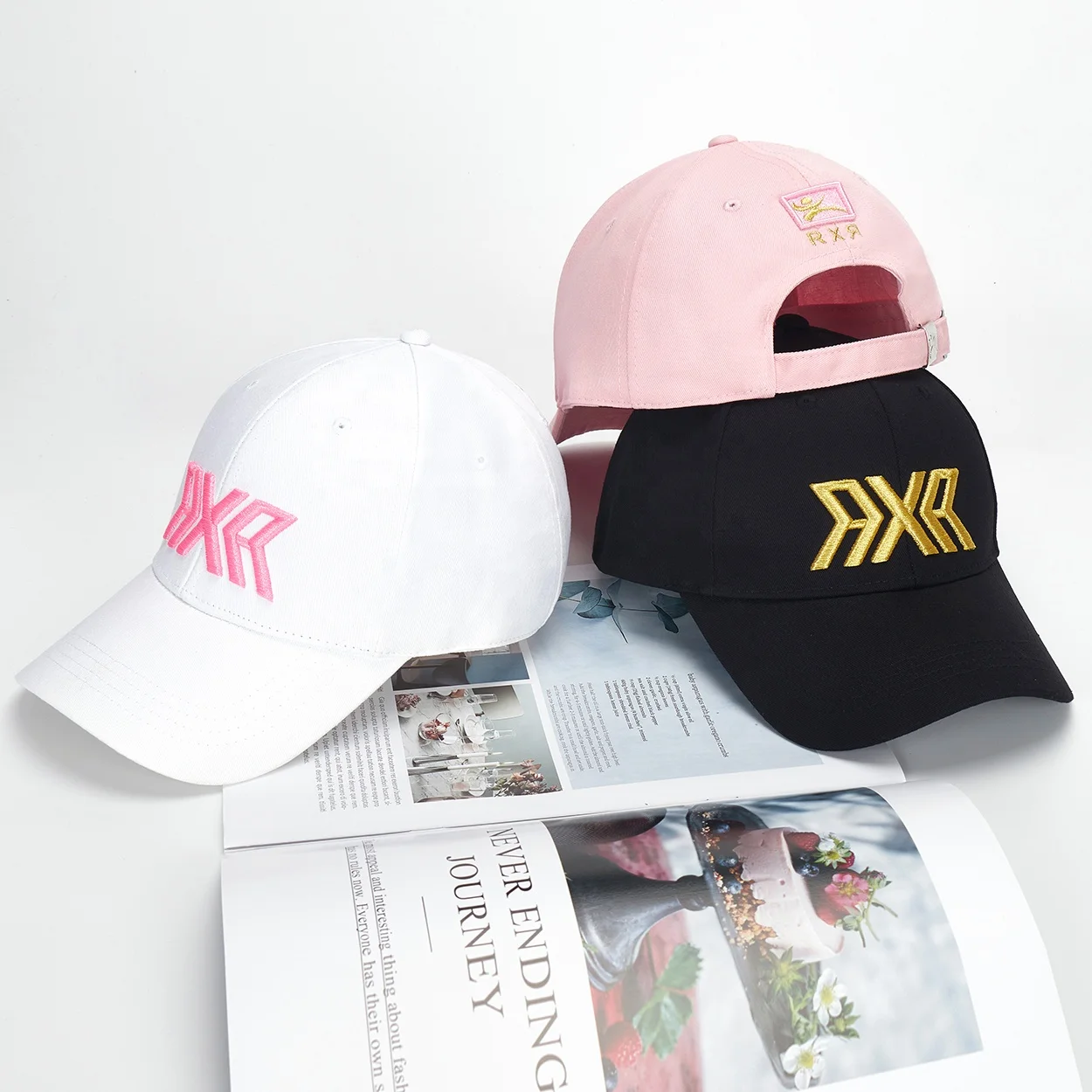 RXG LISA Brand Men Women Solid Color Adjustable 6 Panel Custom 3D Embroidered Cotton Baseball Cap Sports Caps